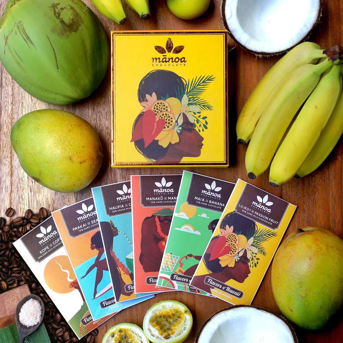Mānoa Chocolate - Limited Edition Flavors of Hawaii Mini Chocolate Bar Gift Set