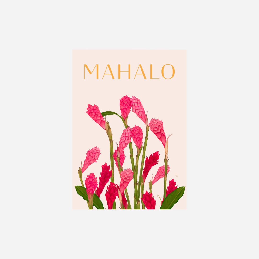 Aloha de Mele - Mahalo Ginger Greeting Card