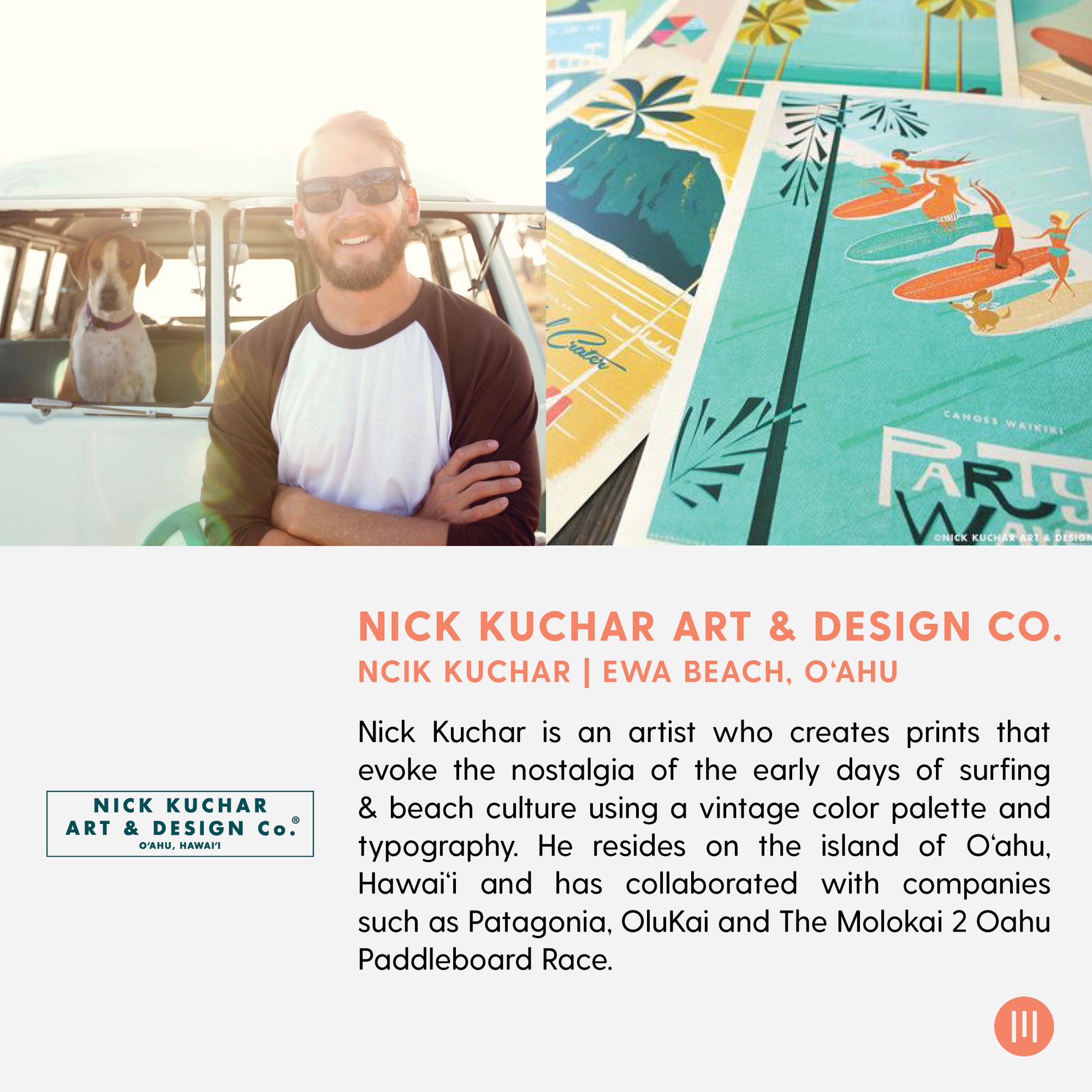 Nick Kuchar Travel Poster - Canoes Waikiki "Party Wave"
