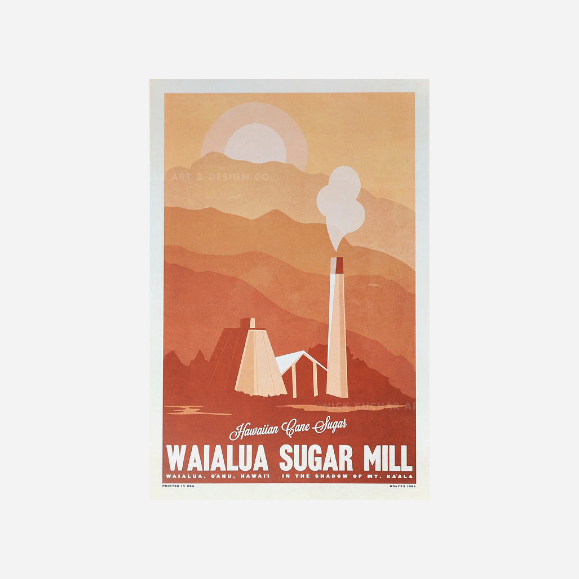 *Nick Kuchar Travel Poster - Waialua Sugar Mill
