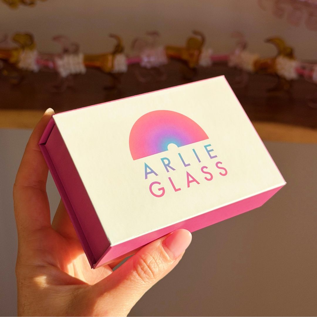 Box of Arlie Glass earrings