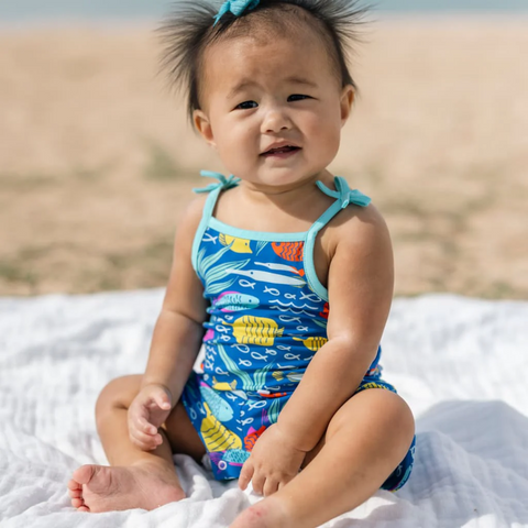Coco Moon - Girl Shortie Bamboo Romper - Gone Snorkeling