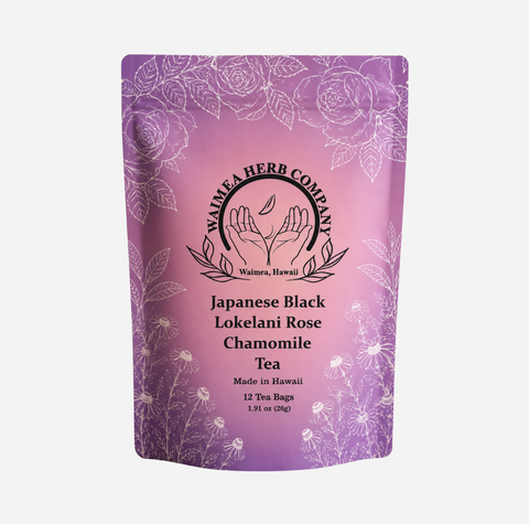 Waimea Herb Company - Japanese Black Lokelani Rose Chamomile - 12 Bags
