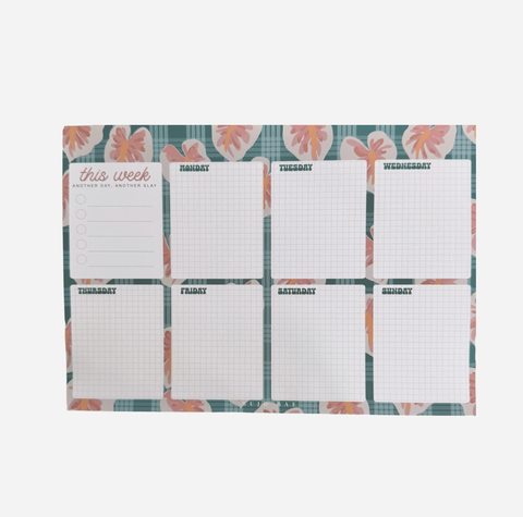 BUJOBAE - Weekly Notepad - Home Sweet Hilo in Teal Palaka