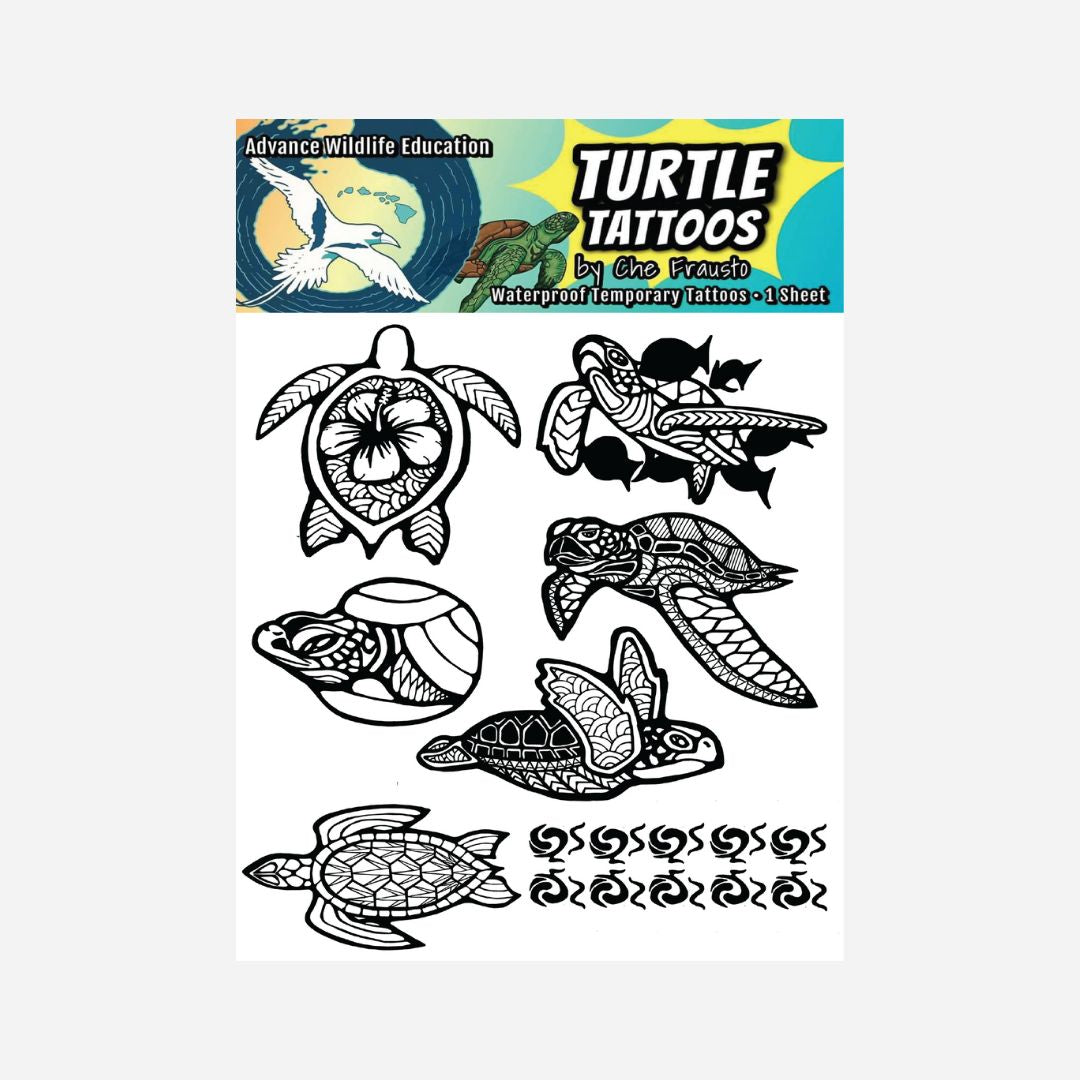 Advance Wildlife Education - Black Temporary Tattoos - Sea Turtles
