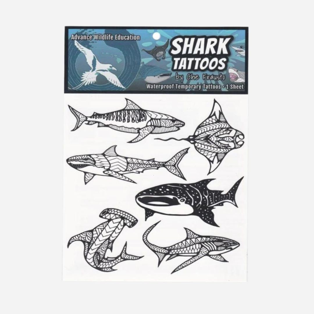 Advance Wildlife Education - Black Temporary Tattoos - Sharks