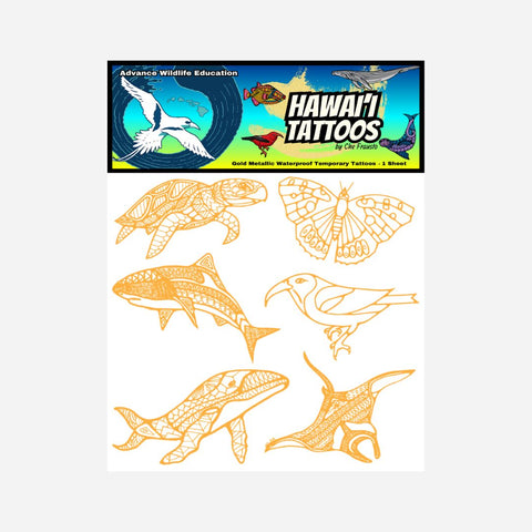 Advance Wildlife Education - Golden Metallic Temporary Tattoos - Hawai'i Tattoos