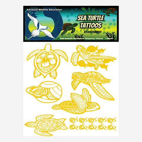 Advance Wildlife Education - Golden Metallic Temporary Tattoos - Sea Turtles