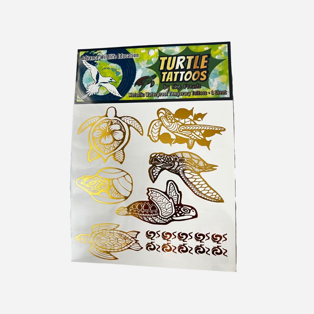 Advance Wildlife Education - Golden Metallic Temporary Tattoos - Sea Turtles