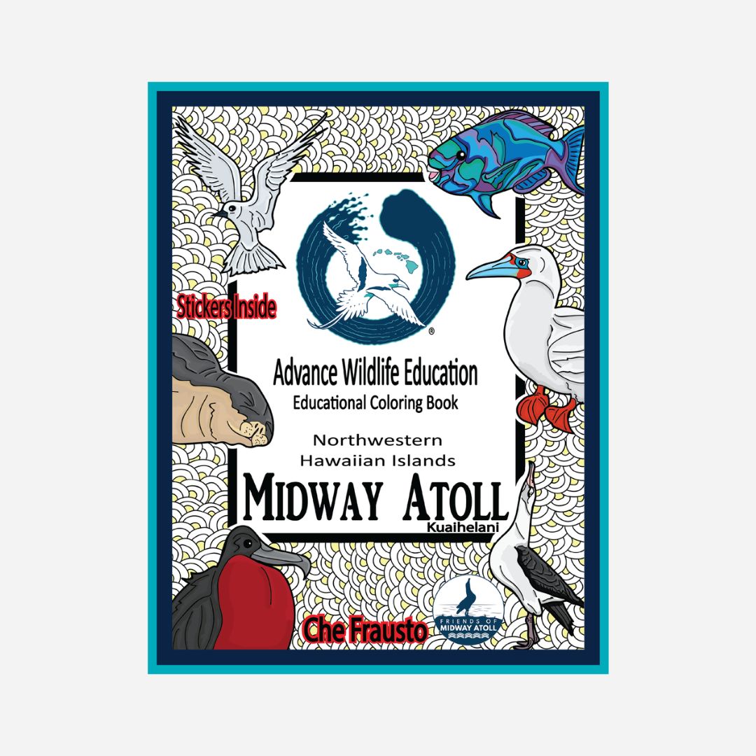 Advance Wildlife Education - Midway Atoll Creature Coloring Book + 5pk Colored Sticker Sheets -