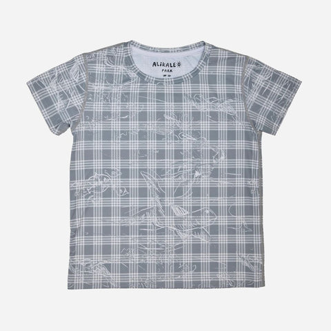 Alikaleo Park - Honu Palaka Gray Short Sleeve Sun Shirt