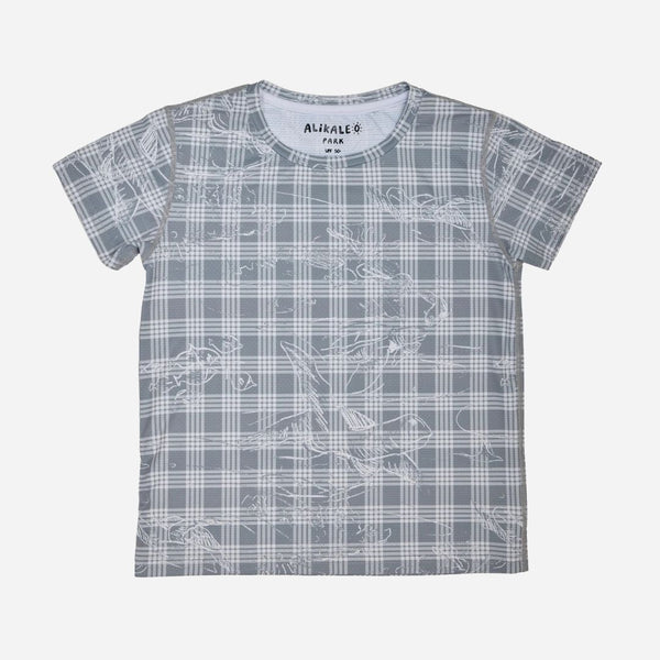 Alikaleo Park - Honu Palaka Gray Short Sleeve Sun Shirt