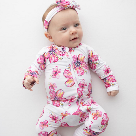 baby in coco moon hibiscus kiss coverall