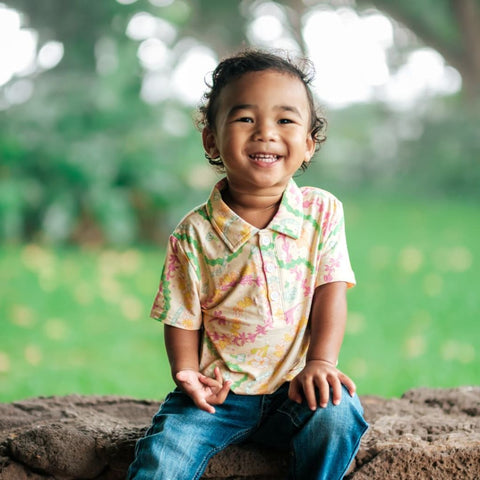 Coco Moon - Bamboo Polo Shirt - Lei Day in Sand