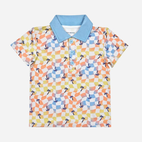 Coco Moon - Bamboo Polo Shirt - Sunset Checker