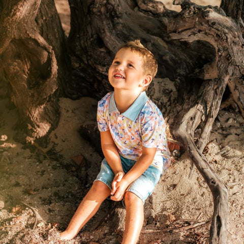 Coco Moon - Bamboo Polo Shirt - Sunset Checker