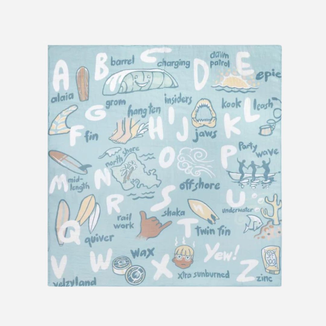 Coco Moon - Muslin Swaddle Blanket - Surfing Alphabet