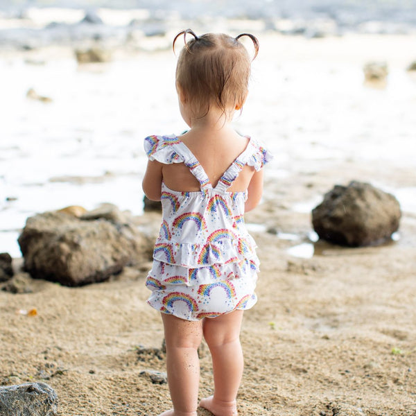 Watercolor Floral Bamboo Ruffle Romper main image 1