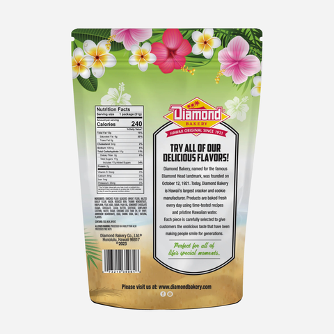 Diamond Bakery product packaging with tropical floral design on a white background