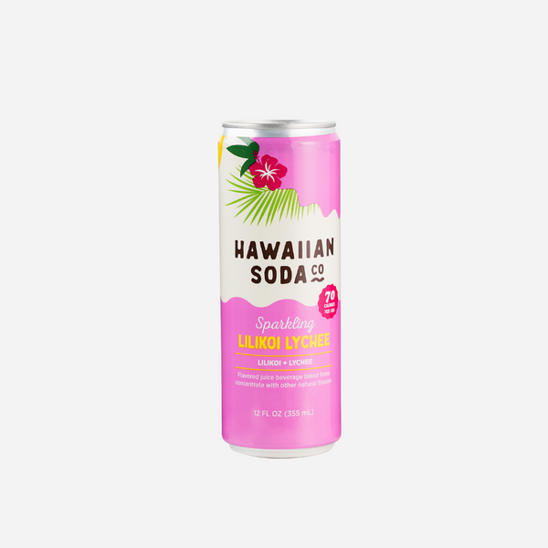 Hawaiian Soda Co. can with pink label on white background