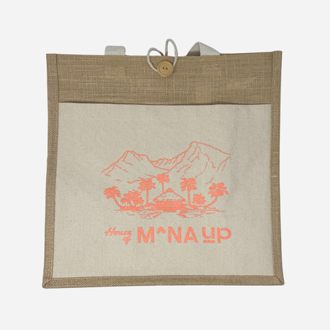 Tote bag with a scenic design and text on a white background