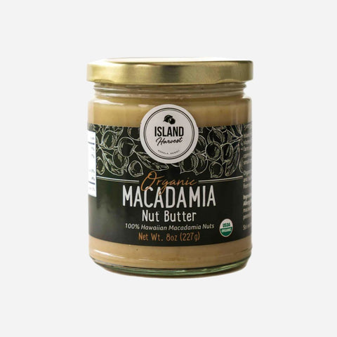 Jar of Island Harvest Organic Macadamia Nut Butter on a white background