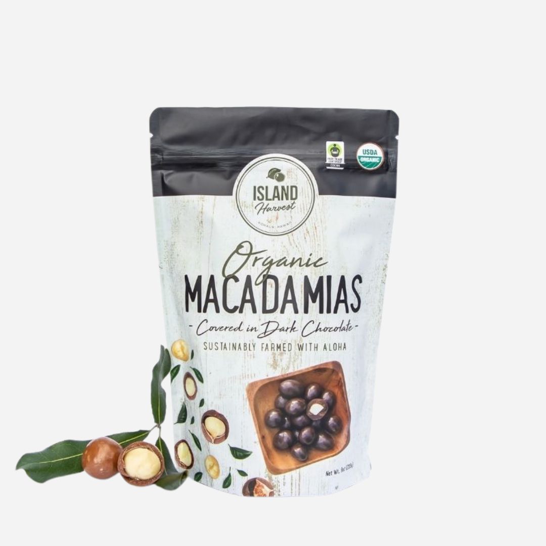 Island Harvest - Organic Macadamias Covered in Dark Chocolate - 9 oz.