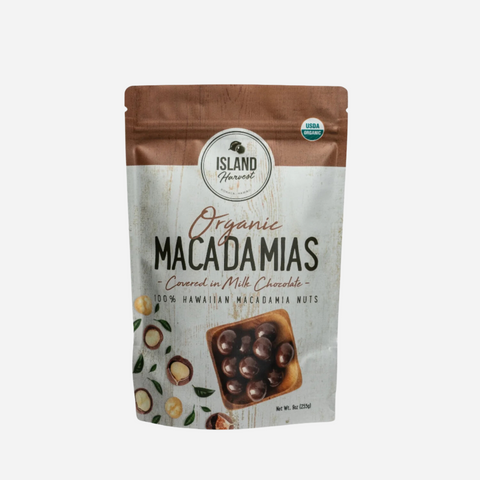 Island Harvest - Organic Macadamias Covered in Milk Chocolate - 9 oz.