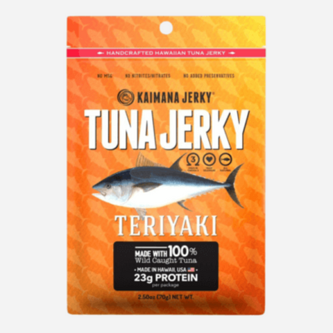 Kaimana Jerky Teriyaki Tuna Jerky package on a white background