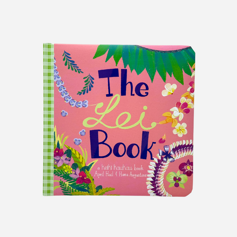 Colorful book titled 'The Lei Book' with floral designs on a white background