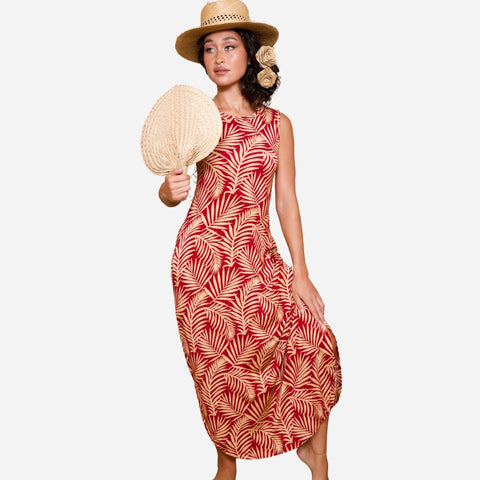 LexBreezy - Kainoe Knit Dress - Lauhala Foliage Red