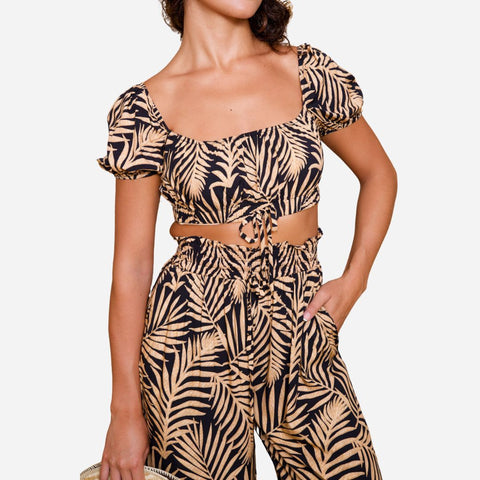 LexBreezy - Lola Two-Piece Set - Lauhala Foliage Black