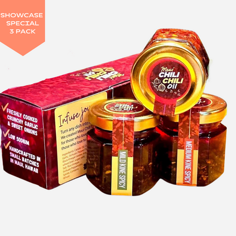 Maui Chili Chili Oil - Mini All Kine Spicy Level 3 Pack Gift Set - NEW RELEASE