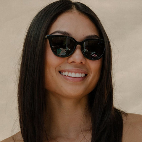 Mohala Eyewear - Lanikai Black Lava with Gray Polarized Lenses, Medium Nose Bridge, Wide Width