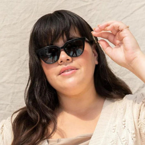 Mohala Eyewear - Lanikai Black Lava with Gray Polarized Lenses, Medium Nose Bridge, Wide Width