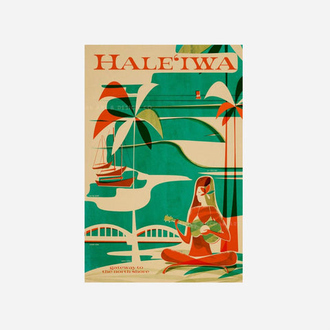 Nick Kuchar Travel Poster - Haleiwa Wahine