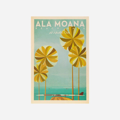 Nick Kuchar Travel Poster Ala Moana Beach Park