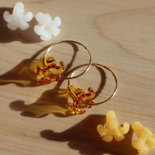 Arlie Glass - Interchangeable Puakenikeni Hoop Earrings Set