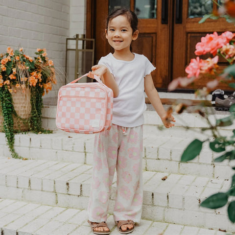 Ava + Oliver - Kids Lunch Bag - Pink Checker
