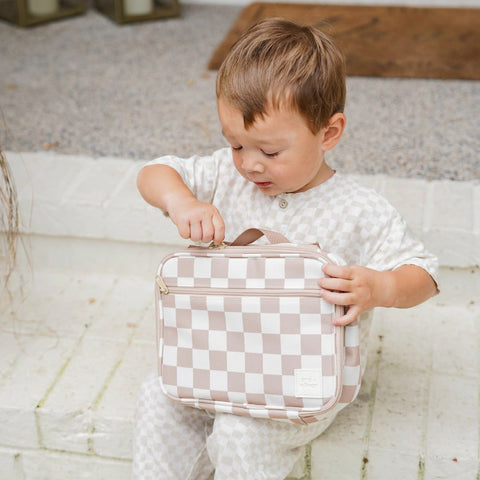 Ava + Oliver - Kids Lunch Bag - Tan Checker