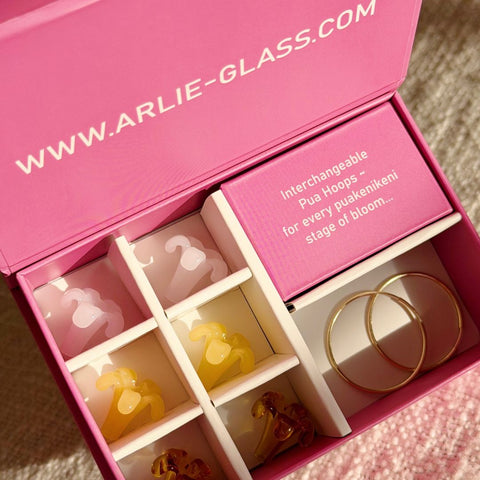 Arlie Glass - Interchangeable Puakenikeni Hoop Earrings Set