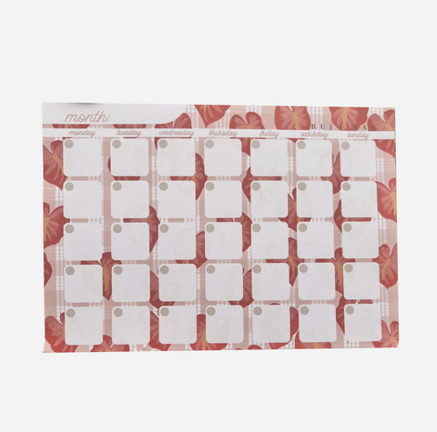 BUJOBAE - Monthly Notepad - Home Sweet Hilo in Pink Palaka