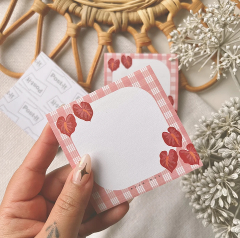 BUJOBAE - Post It Note - Home Sweet Hilo in Pink Palaka