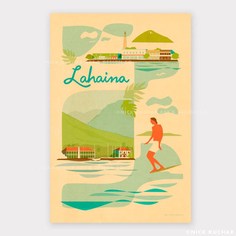 Nick Kuchar Travel Poster - Lahaina, Maui