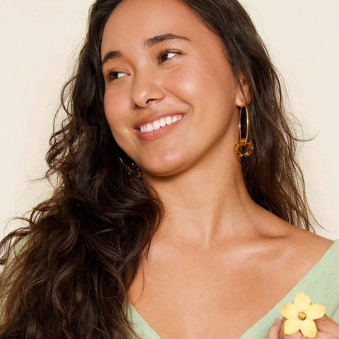 Arlie Glass - Large Puakenikeni Flower Hoop Earrings