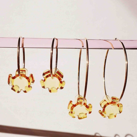 Arlie Glass - Large Puakenikeni Flower Hoop Earrings
