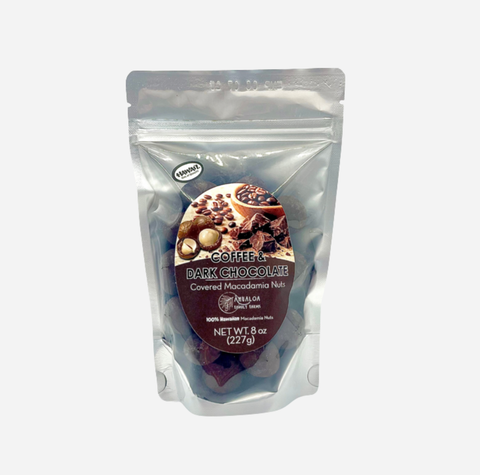 bag of mac nuts coffee and dark chocolate