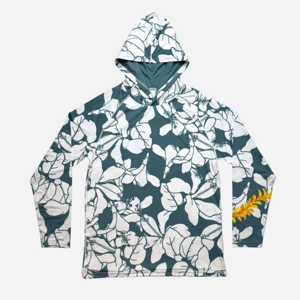 Floral patterned hoodie on a white background