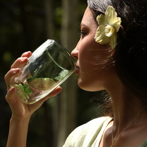 Arlie Glass - Orchid Glass Tumbler Cup - Green