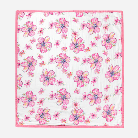 pink floral blanket